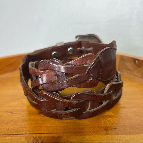 Vintage Nadine Western Style Leather Belt braided leather sz 30 boho - Picture 2 of 4